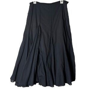 Monsoon Black A-Line Skirt UK 12 Lined Flowy Edge Detail Pull-On Cotton